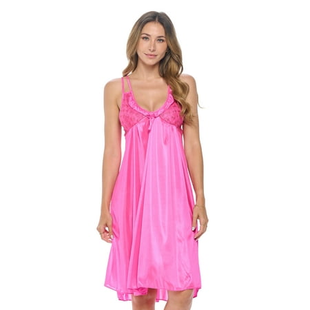 

Casual Nights Women s Satin Lace Camisole Nightgown