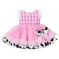 thumbnail image 2 of IBTOM CASTLE Baby Girls Gingham Tutu Dress Sequin Strawberry Cow Print Butterfly Princess Birthday Party Dresses with Headband 2PCS Outfit 12-18 Months Pink - Cow, 2 of 8