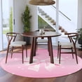 thumbnail image 3 of Round Area Rug 6 Ft, Valentine's Day Washable Non-Slip Circle Carpet for Living Room/Bedroom, Pink Bowknot Ribbon Modern Mother's Day Low-Profile Indoor Mats Collection Rugs for Residential, 3 of 8