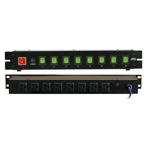 MR DJ PSC400 Power Switcher Surge Protectors <br/>Rack Mountable 8 Port Power Switcher Surge Protectors Green Toggles ON / OFF Power Center