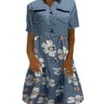 thumbnail image 2 of Danhjin Women's Summer Denim-Like Shirt Dress Short Sleeve Distressed Jeans Dress Button Casual Maxi Dress, 2 of 5