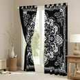 thumbnail image 3 of Manfei Retro Paisley Floral Black Out Curtains,Vintage Damsk Curtains Pack of 2 (42x63 Each),White Black Bedroom Curtains For Men Women,Super Cozy Room Decor, 3 of 6