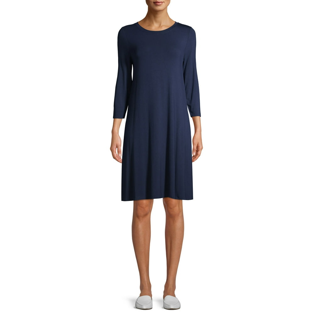 Time and Tru Women's 3/4 Sleeve Knit Dress