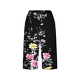 thumbnail image 5 of TEAJOPSUU Bermuda Shorts for Women Knee Length Side Slit Comfy Linen Shorts Casual Summer Boho Print Beach Short with Pockets I-Black, 5 of 5