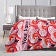 thumbnail image 6 of Custom Flamingo Blanket with Name for Boys Girls, Personalized Cute Flamingo Themed Design Printed Throw Blankets for Kids Lap, Chair, Giftable Blanket, 30"x 40", 6 of 6