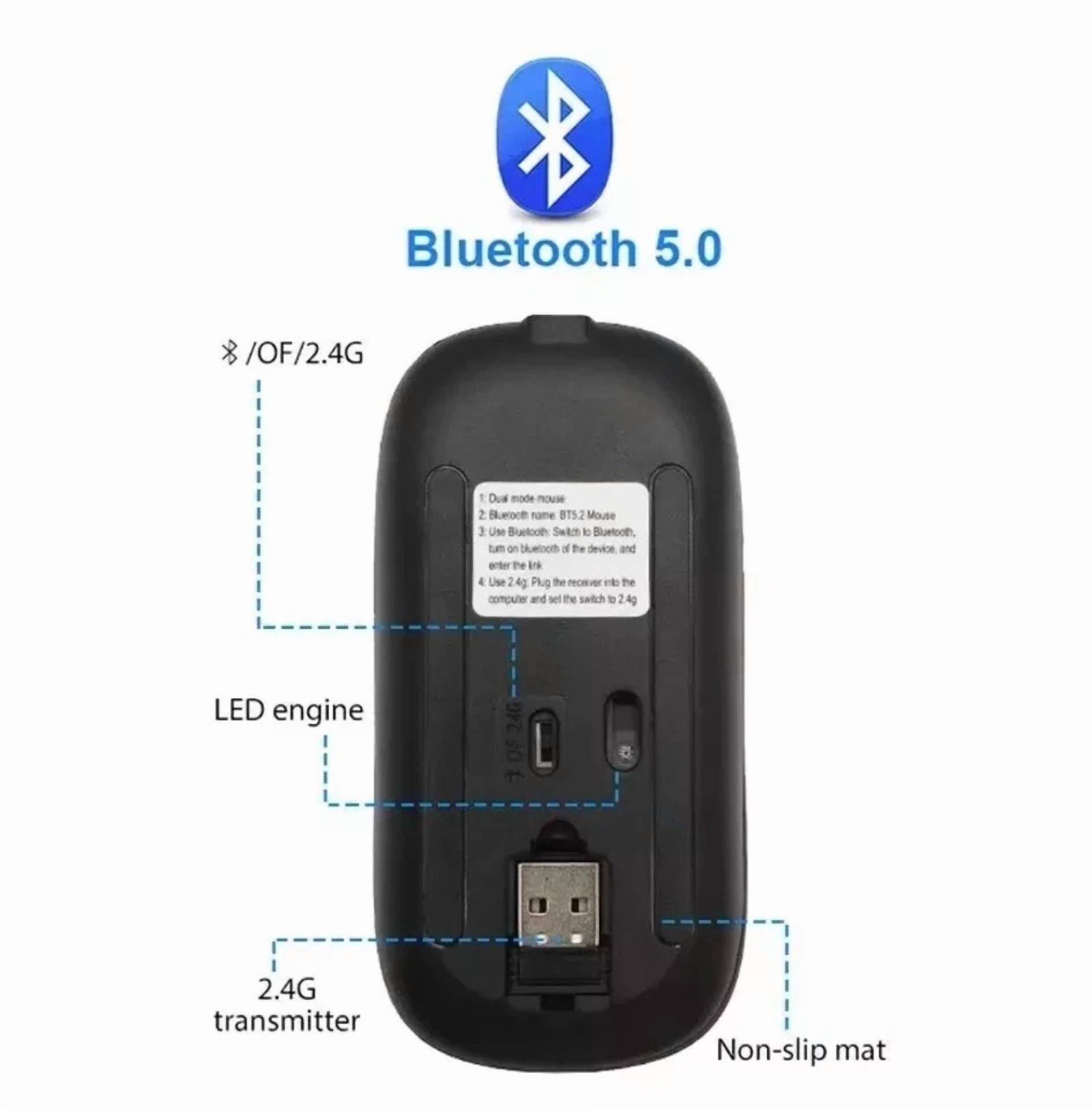 Wireless Mouse Bluetooth Optical 2.4Ghz Usb Rechargeable Rgb Mice For Pc Laptop