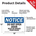 thumbnail image 2 of Do Not Open Door Must Be Opened From The Inside OSHA Notice Aluminum Sign 18 Inch x 12 Inch - 10 Pack, 2 of 8
