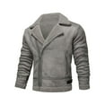 thumbnail image 3 of IYTR Mens Fleece Jacket Long Sleeve Thick Thermal Coats Casual Fashion Lapel Winter Warm Coats Outerwear (Gray,M), 3 of 9