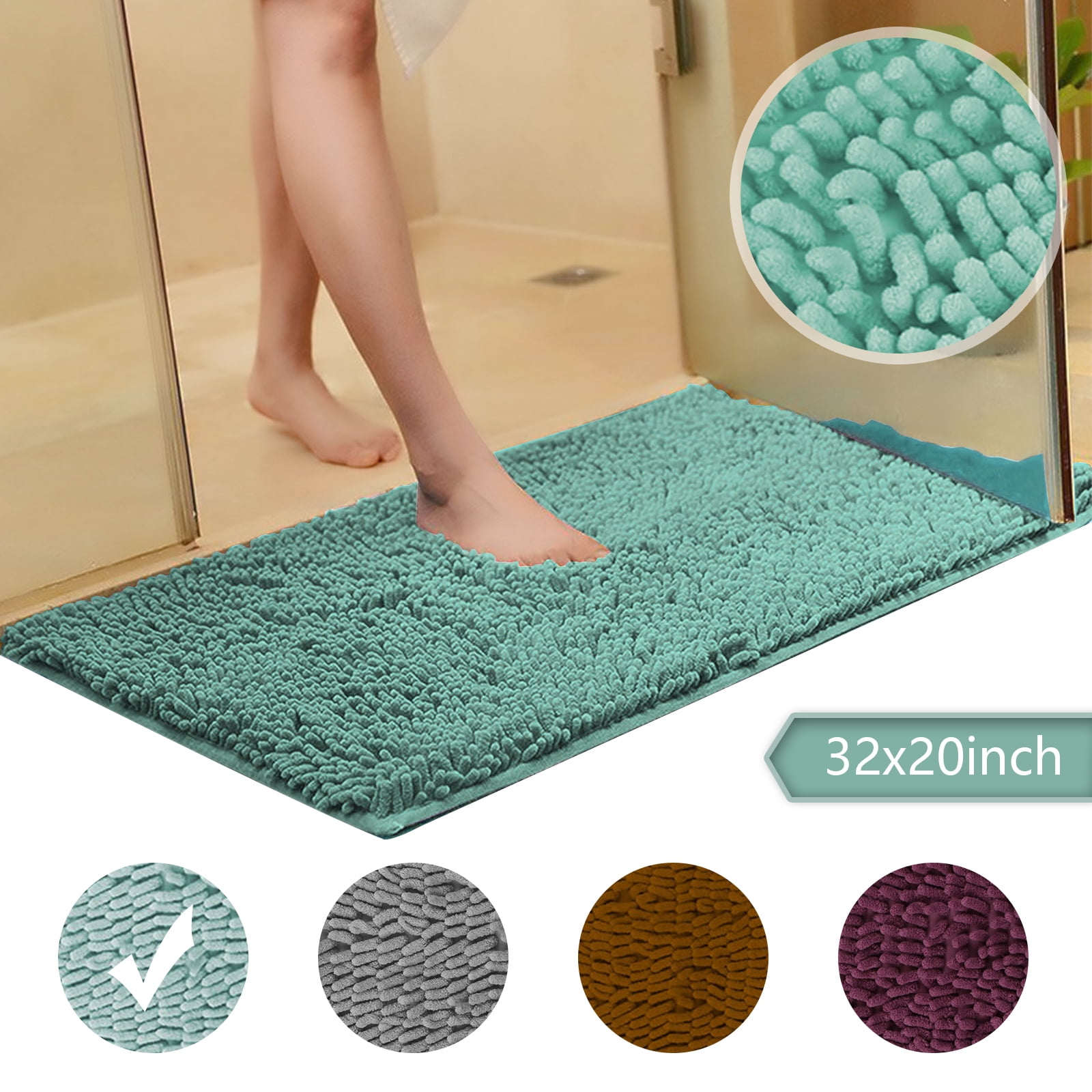 32x20 Inches 24x16inches Soft Microfibre Shaggy Non Slip Absorbent Bath Mat Bathroom Shower Rugs Carpet Machine Washable For Tub Shower And Bedroom Walmart Com Walmart Com