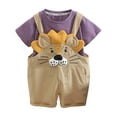 thumbnail image 2 of Boys Summer Outfits Boys Stylish T Shirt and Suspenders Shorts Jumpsuit Set for Leisure Boys' Clothing Sets Purple 3-4Y, 2 of 4