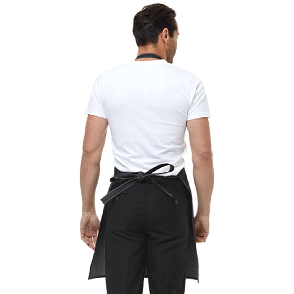 Toptie Durable Cotton Canvas Denim Chef Kitchen Restaurant Garden Apron w/3 Pockets for Men and Women, 30.5" X 24.5"-Black