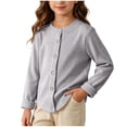thumbnail image 3 of akafmk Cardigan for Girls Lightweight Ribbed Knit Cardigans Crew Neck Button Front Solid Color Casual Fall Outfits, Size 3-4 Years, 3 of 7