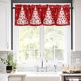 thumbnail image 5 of Christmas Red Valances for Windows White Xmas Tree Winter Snowflakes Wood Grain Rod Pocket Curtain Valance Window Treatment Short Curtains for Kitchen Living Room, 60"x14", 5 of 5