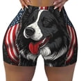 thumbnail image 2 of Daiia Independence Day Collie Pattern Women's Workout Shorts Biker Shorts - High Waisted Workout Spandex Tummy Control Gym Running Yoga Shorts-X-Large, 2 of 8