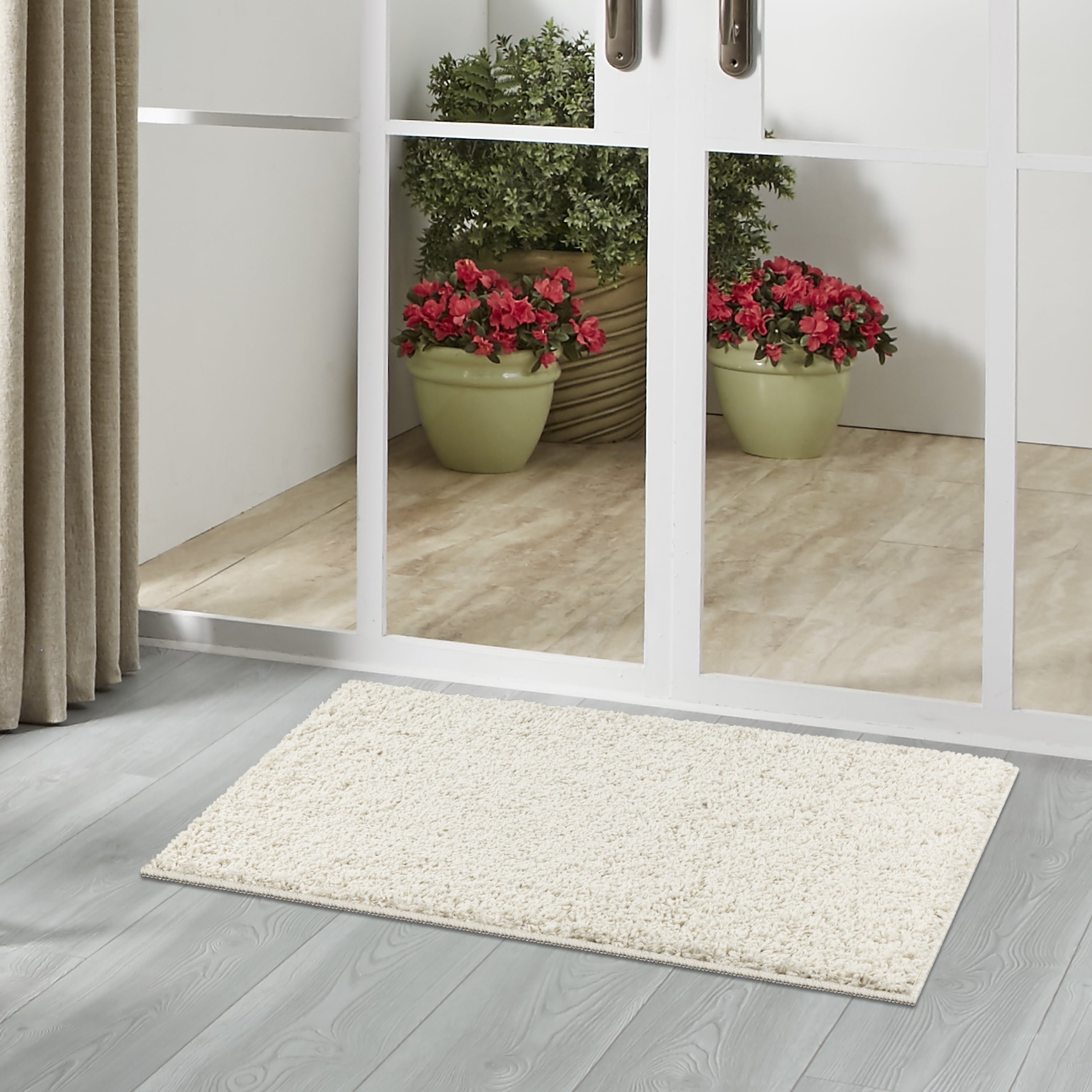 Mainstays Traditional Solid Ivory Tufted Shag Indoor Accent Rug, 1'8"x2'10"