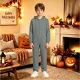 thumbnail image 2 of Boys Solid Hooded Onesie for Halloween, Full Zip Plush Jumpsuit with Ribbed, 2 of 6