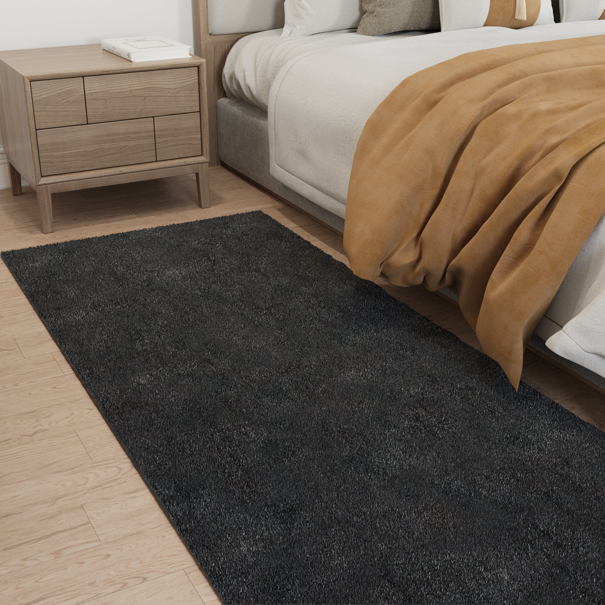 Ottomanson Plush Hallway Runner Rug 2'7" x 13' – Soft Non-Slip Indoor Runner, Charcoal