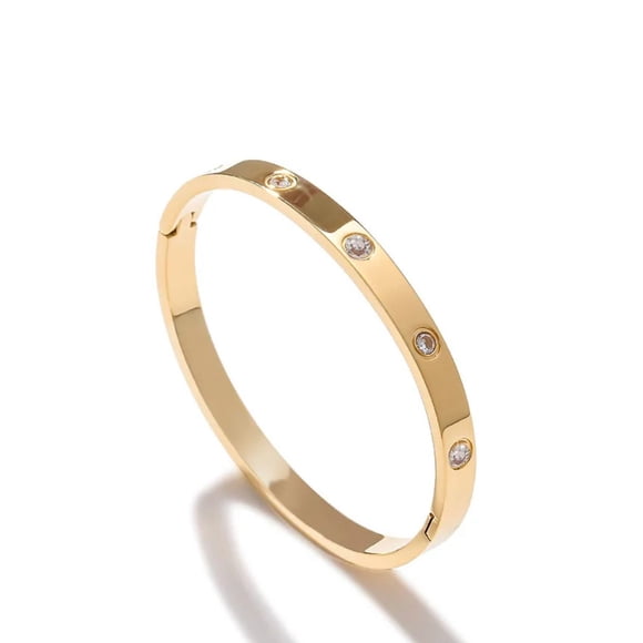Brazalete de oro laminado con zirconias
