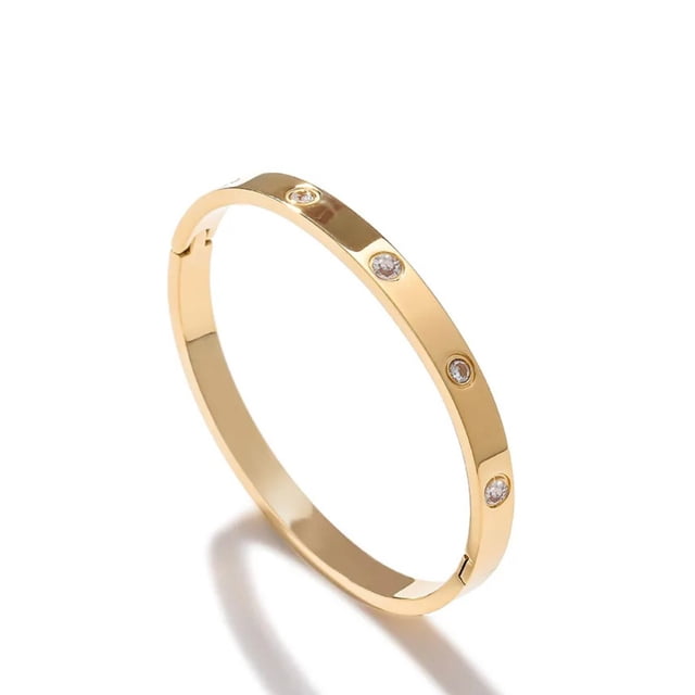 Brazalete de oro laminado con zirconias