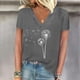 thumbnail image 2 of Camisetas de Manga Corta para las Mujeres, Impresión de Cuello en V Camiseta Casual Top Hecho de 95% Poliéster 5% Spandex para el Uso Diario de Primavera Verano, Camisetas para las Mujeres Casual, 2 of 4