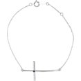 thumbnail image 5 of Sterling Silver Imitation Amethyst Sideways Cross Bracelet, 5 of 6