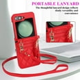 thumbnail image 3 of Case for Samsung Galaxy Z Flip 6 Wallet Cover with Crossbody Lanyard & Wrist Strap, Elegant PU Leather Card Slots Shockproof Protective Folding Phone Case for Samsung Galaxy Z Flip 6, Red, 3 of 6