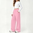 thumbnail image 6 of KICILVS Girls Sweatpants Elastic Waist Wide Leg Trousers with Pocket Soft Athletic Lounge Solid Color Pants Girls School Pants 5-15 Years, 6 of 9