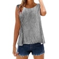 thumbnail image 5 of Linen Sleeveless Tops for Women, Round-Neck Breathable Tank Top Summer Cool-Stay and Comfortable Summer Blouse for Weekend Outings, White 2XL, 5 of 6