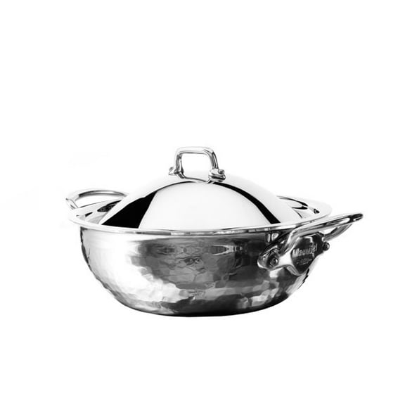 Mauviel M'elite 2.1 Quart Splayed Saute Pan & Lid, Cast Stainless Steel Handle