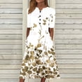 thumbnail image 1 of ICHUANYI Clearance Fashion Women Summer Printing Causal V-Neck Button Short Sleeve Vacation Pockets Dress(Yellow, XL) ICHUANYI WER2023081001753, 1 of 5