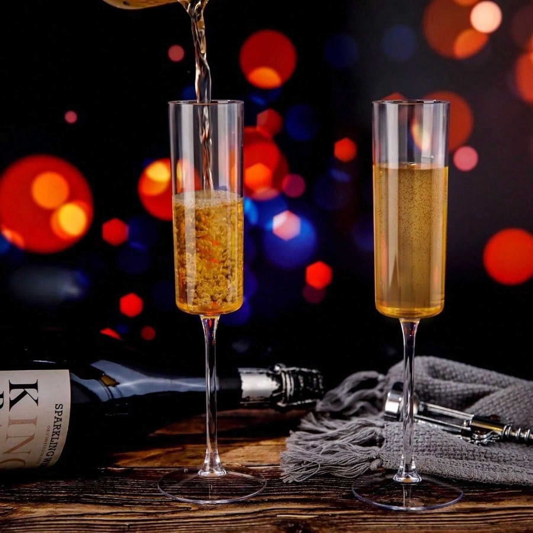 36 Pack Plastic Champagne Flutes - 6 Oz Disposable Champagne Glasses - Square Clear Plastic Toasting Glasses for Party Birthday Anniversary Wedding
