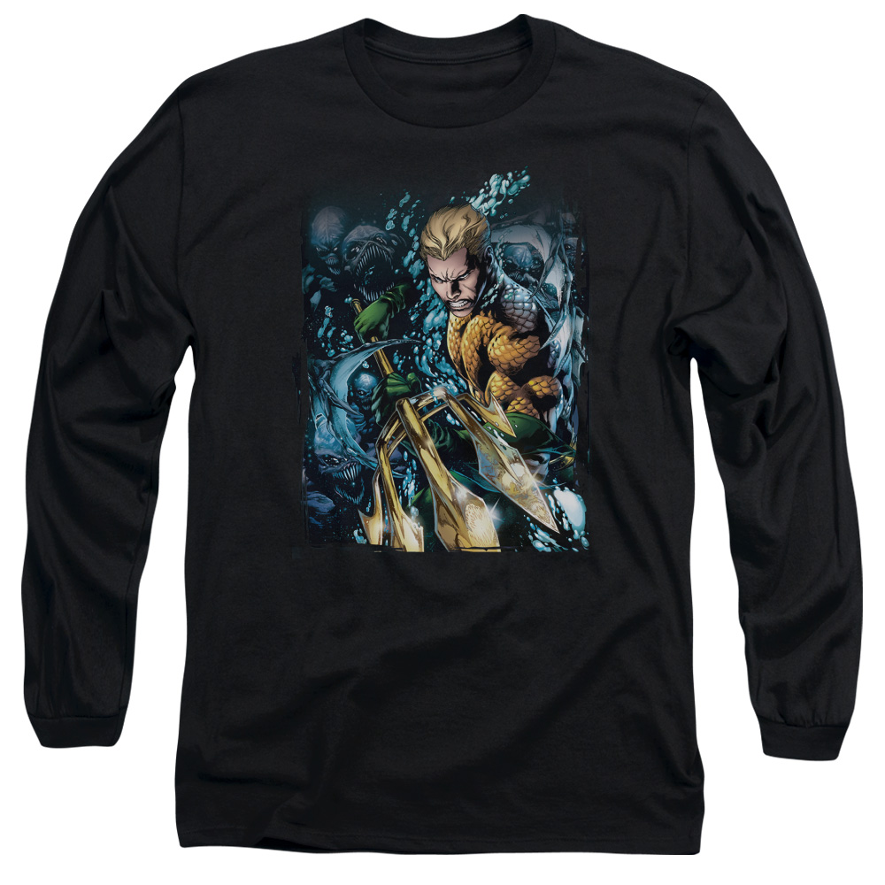 Justice League Aquaman #1 Long Sleeve Adult 18/1 T-Shirt Black