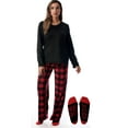 thumbnail image 2 of Just Love Ultra-Soft Womens Pajama Pant Set with Nightgown & Matching Socks  Luxurious Sleepwear (Buffalo Plaid Red Black, 2X), 2 of 5