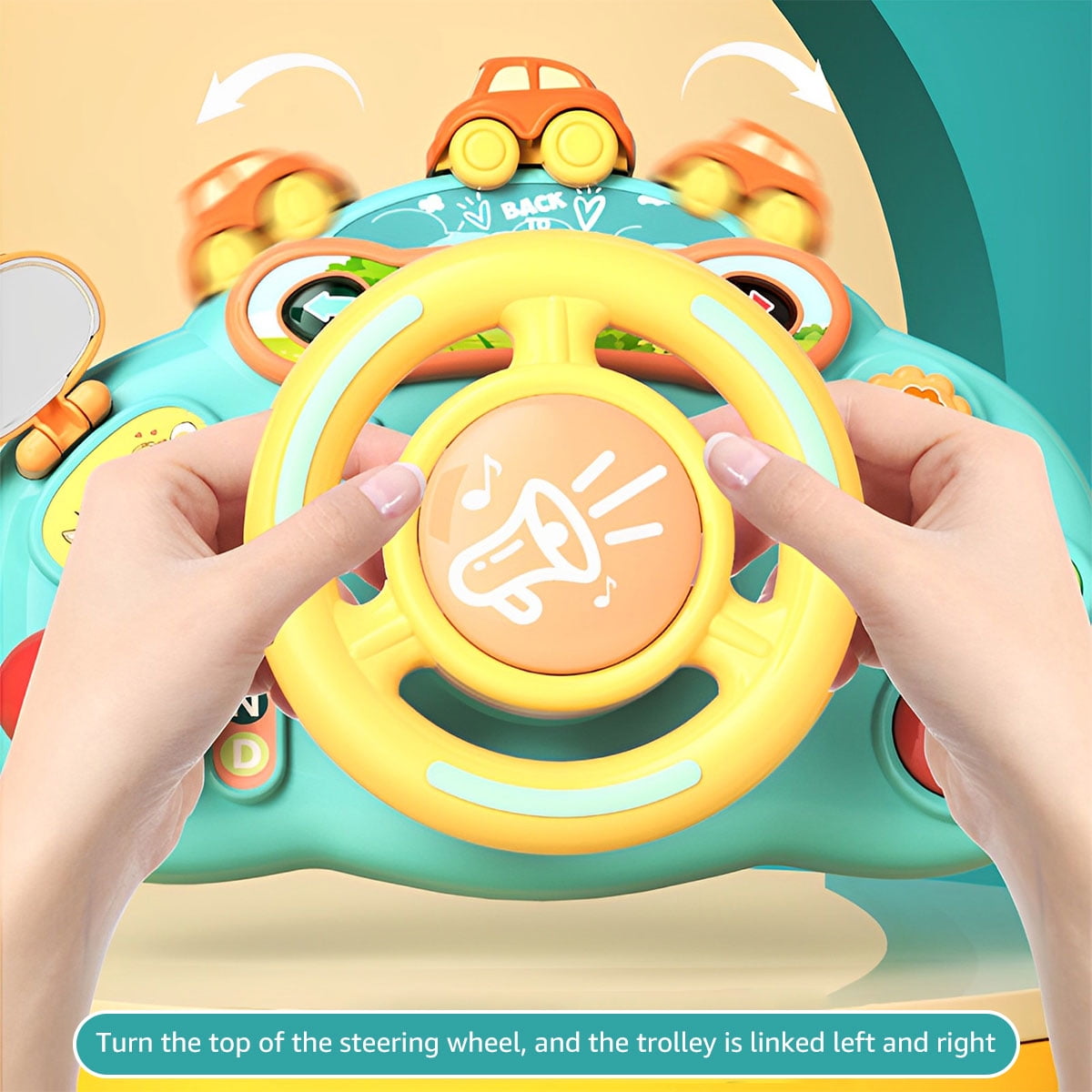 Evjurcn Steering Wheel Toys Baby Kids Interactive Toy Steering Wheel