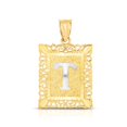 thumbnail image 6 of Floreo 10k Yellow Gold and White Gold 14.5mm or 18mm Personalized Alphabet Monogram A-Z Initial Square Pendant, 6 of 6