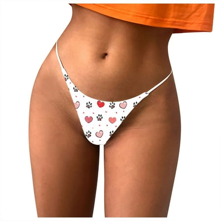 

EHTMSAK Women s Print G String Thong Briefs Breathable Low Rise Panties White M
