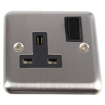

VOLEX ACCESSORIES 1 Gang DP 13A Switched Socket Brushed Stainless Steel / Black