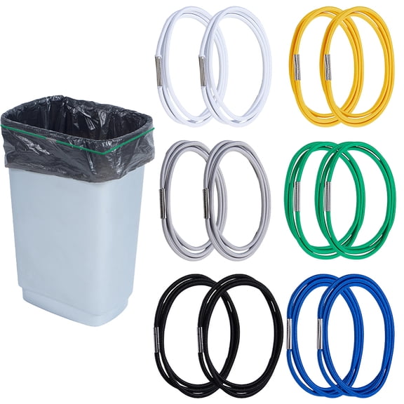 12Pcs 6 Colors Garbage Can Rubber Bands Fits 13 to 32 Gallon Cans Cord Lock Adjustable Design Elastic Garbage Bin Straps