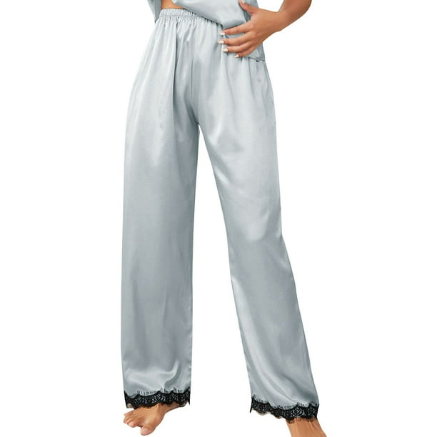 Pijama de manga larga Gibobby botones Pantalones de pijama mujer Lencería Satén aqua M