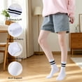 thumbnail image 4 of LBJR Womens Striped Crew Socks Cotton Cozy Casual Calf Socks for women 4 Pairs,Size Fits Shoes 5-10, 4 of 4