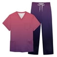 thumbnail image 4 of HAJWOH Mens Scrubs Sets Stretchy Nurse Uniform Short Sleeve V Neck Scrub & Jogger Pants Solid Color Medical Scrub Sets with Multi Pockets Hot Pink M, 4 of 5