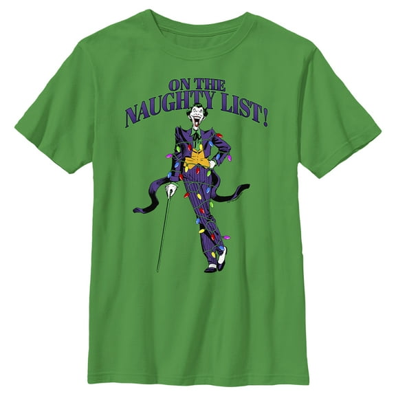 Boy's Batman On the Naughty List  Graphic Tee Kelly Green X Large
