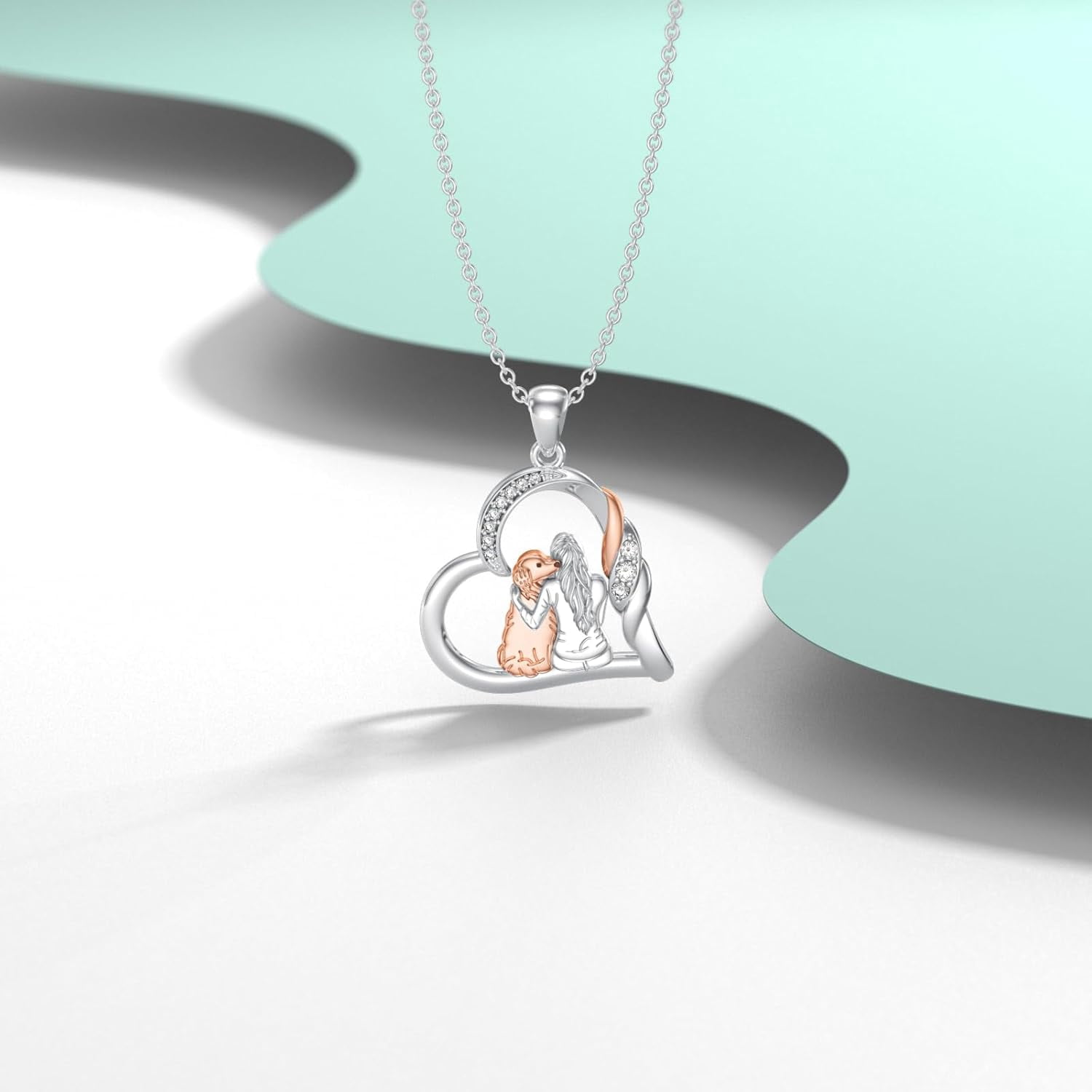 Dog Necklace for Women 925 Sterling Silver Hug Dog Heart Pendant Memorial Gifts Puppy Jewelry Christmas Stocking Stuffers for Mom Friend