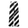 thumbnail image 5 of FUNUONY Flowy Wide Leg Palazzo Pants for Women - High Waist Casual Beach Lounge Stripe Pants Loose Dress Pants Stretchy Trousers Summer Casual Print Pocket Wide Elastic Pants Casual Pants Black L, 5 of 7