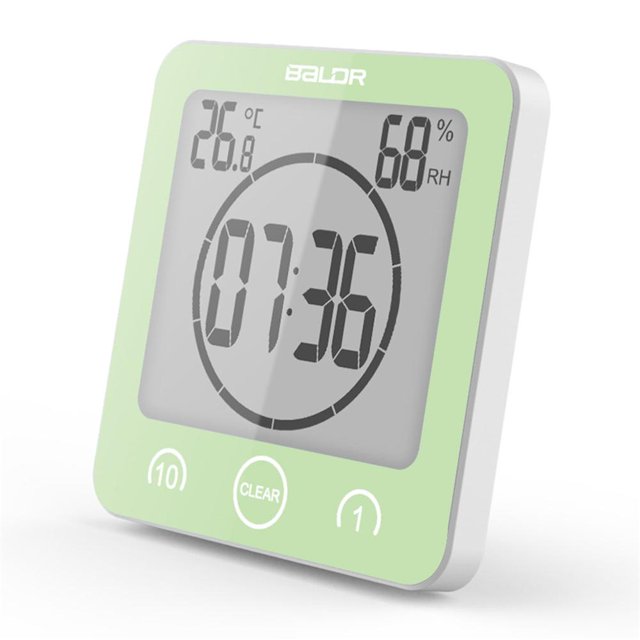 Reloj de baño, temporizador de ducha, alarma, relojes digitales, relojes de temporizador de cocina impermeables para baño con termómetro, higrómetro para ducha, cocina, maquillaje Ormromra 2021509-3
