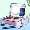 thumbnail image 2 of de lámpara funciones-quatre en un-Espejo de maquillaje-caja de almacenamiento cosmético-Soporte de Clip éfono Selfie LED Rosado shamjiam espejo de maquillaje anillo de luz, 2 of 9