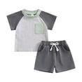 thumbnail image 1 of Odeerbi 3M-3Y Conjuntos de Verano Para Niños Niñas Camisetas de Algodón de Manga Corta Raglan Shorts Conjunto de Dos Piezas Color Blocked, 1 of 8