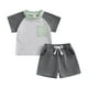 thumbnail image 1 of Odeerbi 3M-3Y Conjuntos de Verano Para Niños Niñas Camisetas de Algodón de Manga Corta Raglan Shorts Conjunto de Dos Piezas Color Blocked, 1 of 8