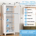 thumbnail image 4 of Kooyon 70.8" White Metal Garage Storage Cabinet with Adjustable Shelves for Pantry Bedroom Office Basement(Required-Assembly), 4 of 9