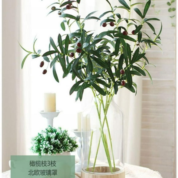 Artificial 6 Branches Olive Long Stem,Olive Tree Branches Artificial Olive Plant Branches Fruits Silk Olive Leaves Decor for Home Garden Office Wedding Greenery Decoration,Home Decor Photography Prop